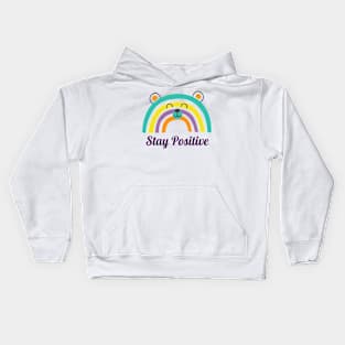 Stay Positive Bear Design Kids Hoodie